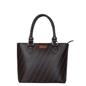 Brown Top-Handle Tote Bag – Vegan Leather Ladies' Satchel Purse or Shoulder Bag